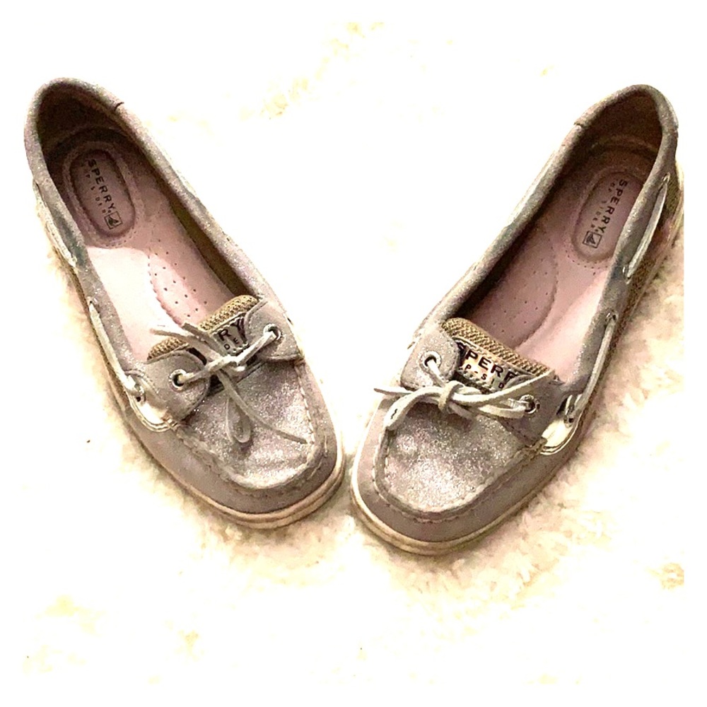 Sperry | Silver Glitter Loafers | Preppy Slip-Proof Boat Shoes | Size: 5.5